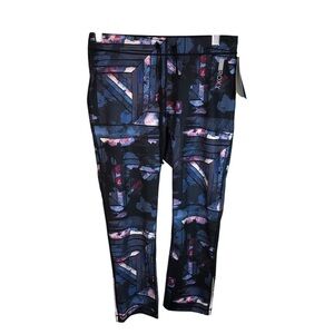 Roxy DryFlight Crop Leggings Women’s Small Blue Geometric Print NWT Activewear